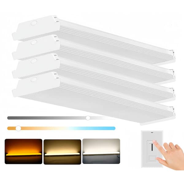 4 ft. 6000 Lumens Integrated LED White Wraparound Light 3500K/4000K/5000K Selectable Dimmable for Garage Workshop 4-Pack