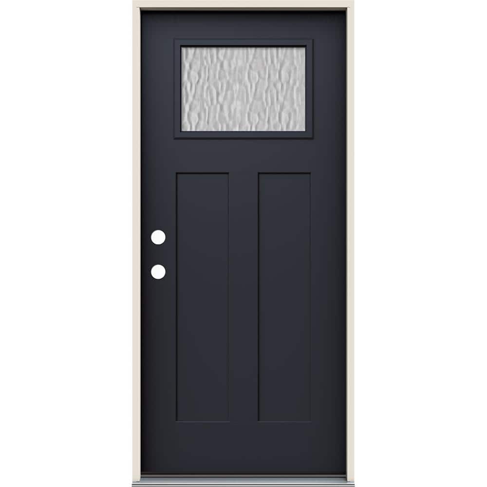 36 in. x 80 in. Right-Hand 1/4 Lite Craftsman Vapor Hammered Glass Black Fiberglass Prehung Front Door price history on PriceWatchPro