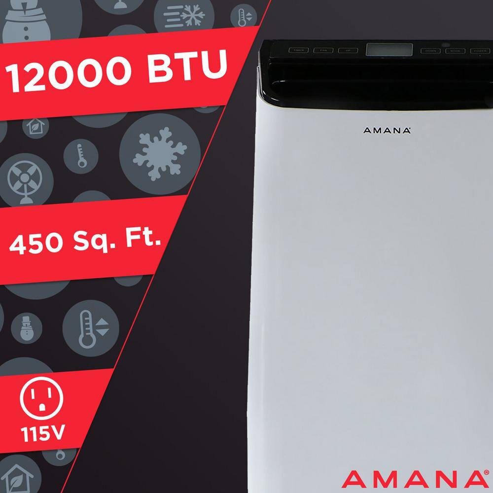 Amana 12000 BTU White and Black Portable Air Conditioner with Remote