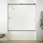 Levity 57 in. W x 59.75 in. H Semi-Frameless Sliding Tub Door in Nickel finish with Blade Handles