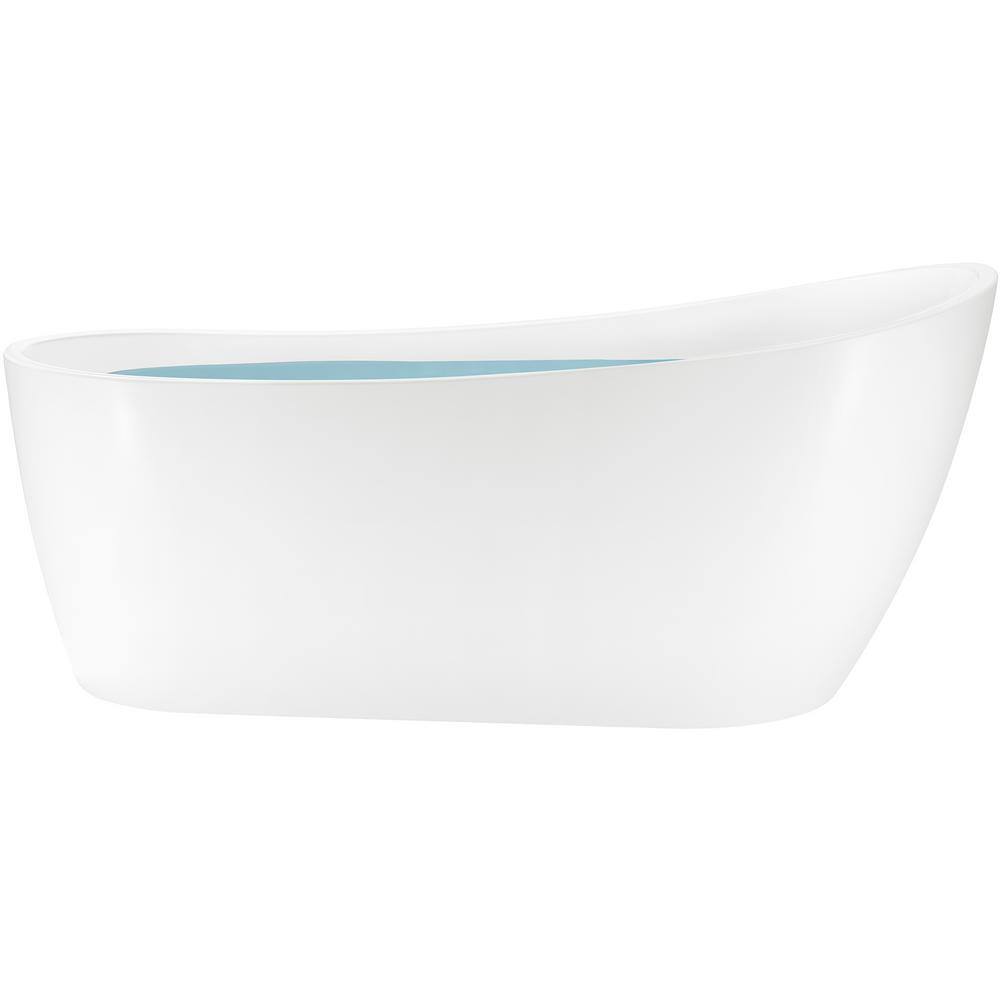 67" White Acrylic Freestanding Soaking Bathtub