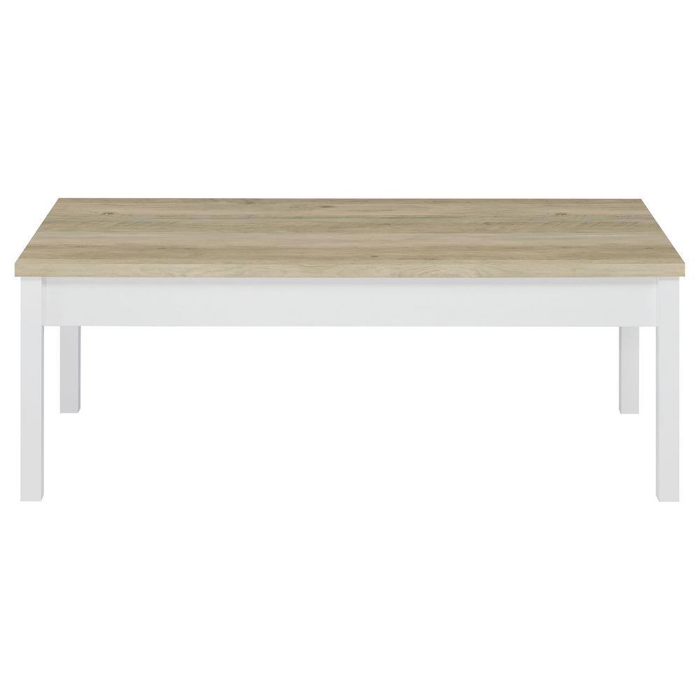 Stacie 47" Brown and White Rectangular Wood Coffee Table Set