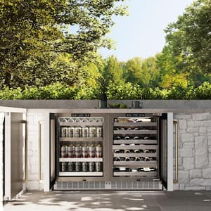 Touchstone 24 in. Single Zone 151 Can Beverage and Wine Cooler with Glass Door in Matte White and Champagne Bronze