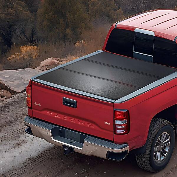 VEVOR Soft Tri-Fold Tonneau Cover For 2016-2023 Toyota Tacoma 5ft Bed (w/ Rail System) - Waterproof Folding Truck Bed Cover