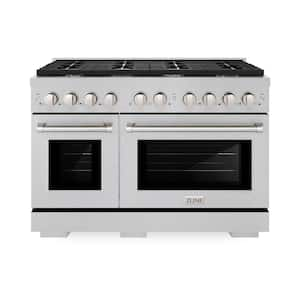 Paramount 48 in. 8-Burner Gas Range w/ Double Convection Oven and Brass Burners in Fingerprint Resistant Stainless Steel