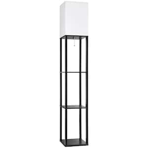 63 in. Floor Lamp with Shelves Black Shelf Floor Lamp for Storage Display
