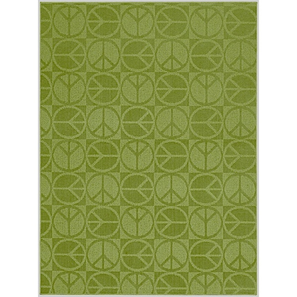Garland Rug Large Peace Lime 8 ft. x 10 ft. Area Rug