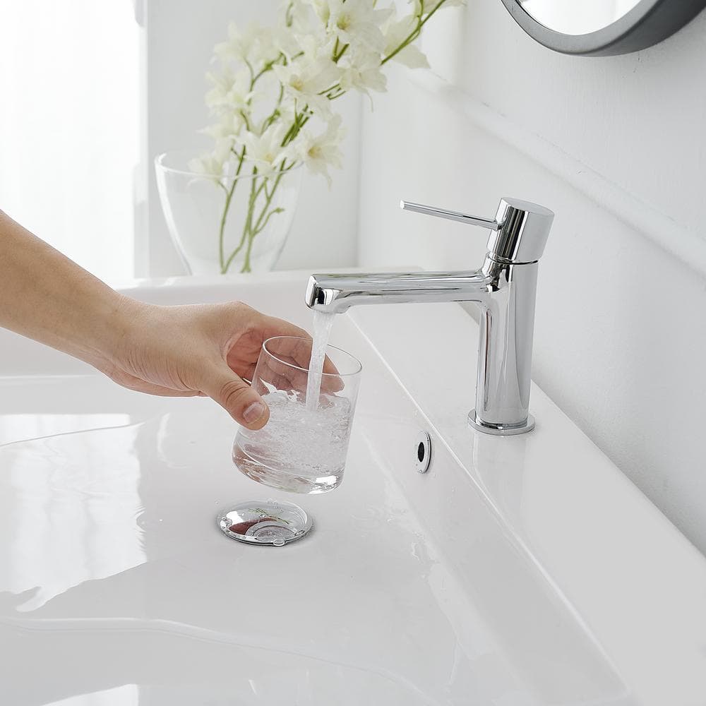 Polished Chrome Single Handle Modern Bathroom Faucet