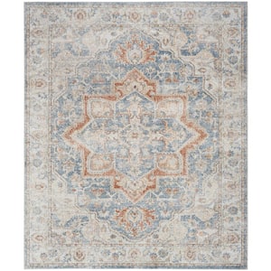 Astra Machine Washable Denim Multicolor 8 ft. x 10 ft. Distressed Traditional Area Rug