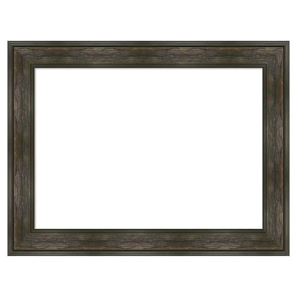 Amanti Art Rail Rustic Char 34 in. x 26 in. Polystyrene Framed Dry Erase Magnetic Memo Board