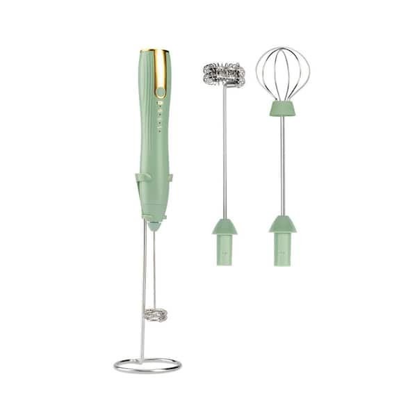 USB-C Milk Frother Handheld Electric Mixer with 2 Whisk Heads 3 Speed Coffee Drink Mixer Stand
