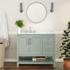 Carnegy Avenue Vega 42 in. Sage Bathroom Vanity with Sink, Cabinet, Open Shelf, 3 Drawers, White ...