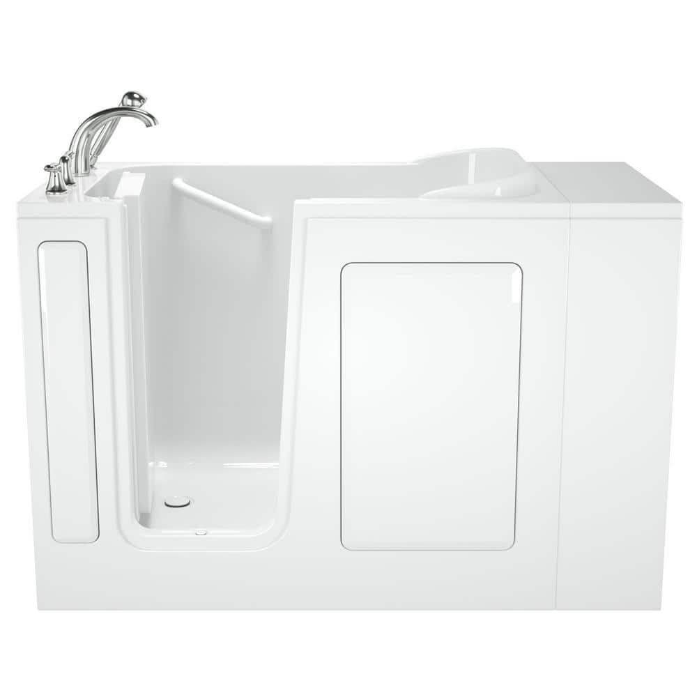 White Fiberglass Walk-In Soaking Bathtub with Faucet