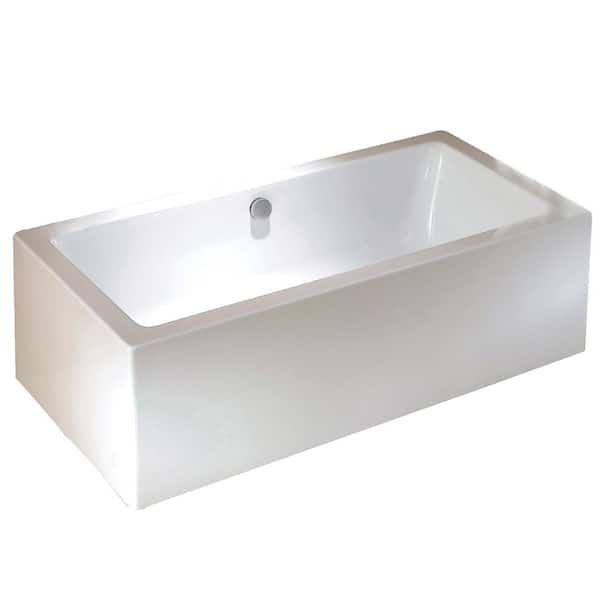 Aqua Eden Contemporary 5.6 ft. Acrylic Flatbottom Rectangular Freestanding Bathtub in White