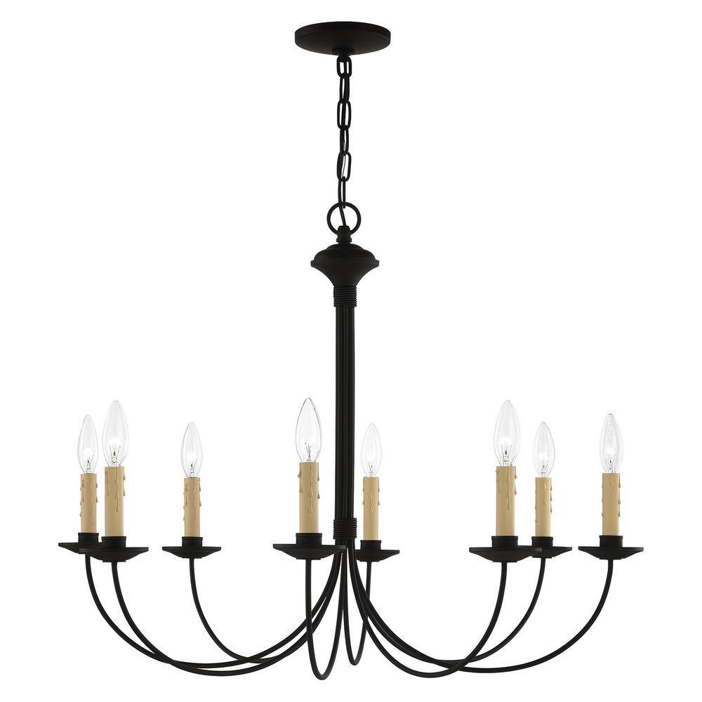 Heritage Black Steel 8-Light Curved Chandelier