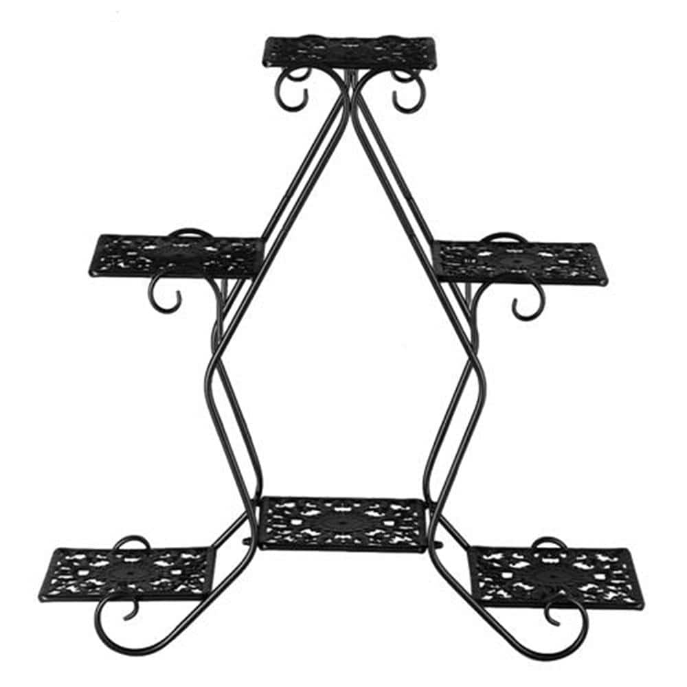 Winado 30 In. H Black 30 In. Rectangle Metal Indoor Plant Stand 6-tier 