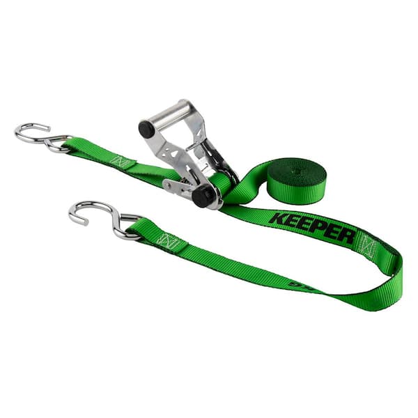 Keeper 1.25 in. x 16 ft. 1000 lbs. Keeper Chrome Ratchet Tie-Down Strap (2 Pack)