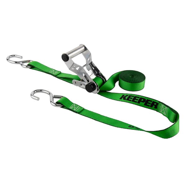 Keeper Chrome Ratchet Tie-Down Strap 16 ft. x 1.25 in. 1,000 lbs. (2-Pack)