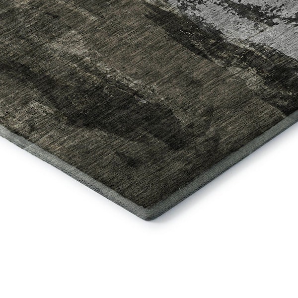 Mayfield Premium Machine Washable Abstract AMF1077 Charcoal 3 ft. x 4 ft. Area Rug