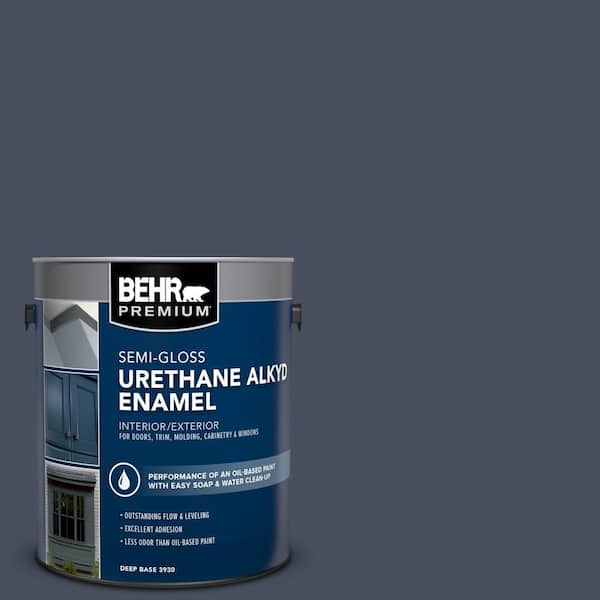 BEHR PREMIUM 1 gal. #S510-7 Dark Denim Urethane Alkyd Semi-Gloss Enamel Interior/Exterior Paint