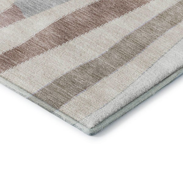 Mayfield Premium Machine Washable Abstract AMF2188 Beige 8 ft. x 8 ft. Round Rug