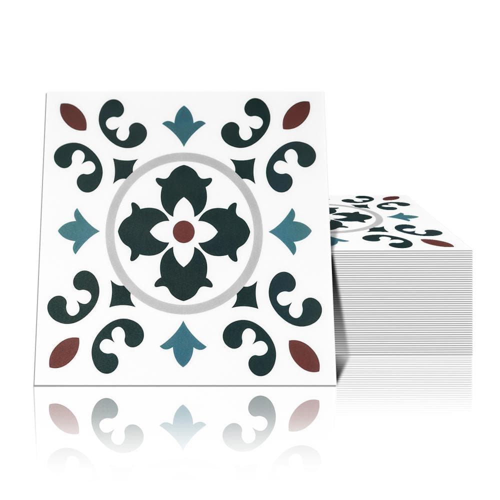 Vsmile Peel and Stick Floor Tile Stickers 12 x 12 in Thick Vinyl Floral Floor & Wall Decals, 30 Pack