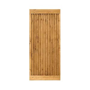 30 in. x 84 in. Japanese Series Pre Assemble Walnut Stained Wood Interior Sliding Barn Door Slab