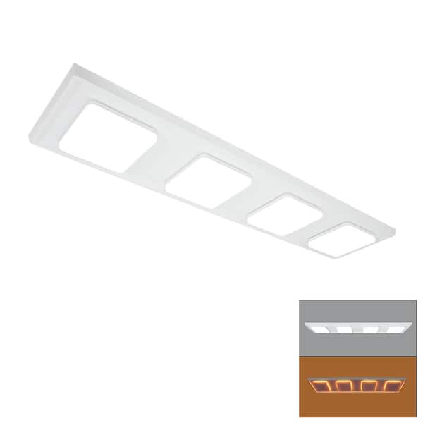 Commercial Electric 46 in. x 10 in. LED Closet Light Flush Mount with 4 Square Light Heads and Night Light 4200LM 50W Adjustable CCT 120V