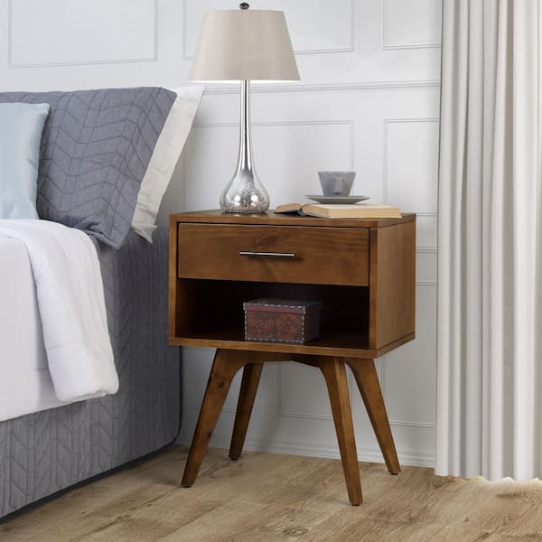 Camaflexi Mid Century Modern 1-Drawer Castanho Nighstand 25.4 in. x 19.6 in. x 13.75 in.