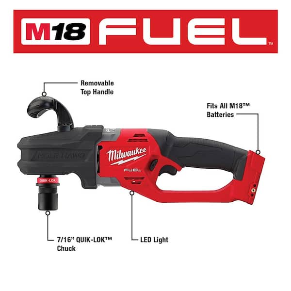 Tool Only for sale online Milwaukee 2809-20 M18 18V Brushless Lithium Ion Right Angle Drill 