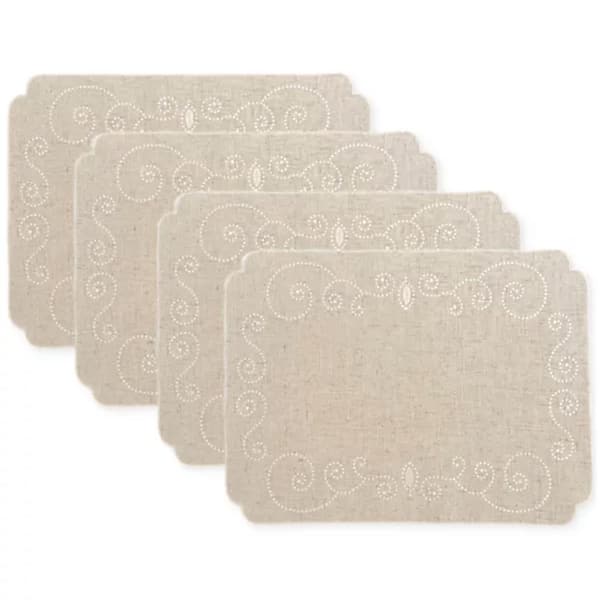 Lenox French Perle Linen Placemats, Set of 4, Linen - 13"W x 18"L