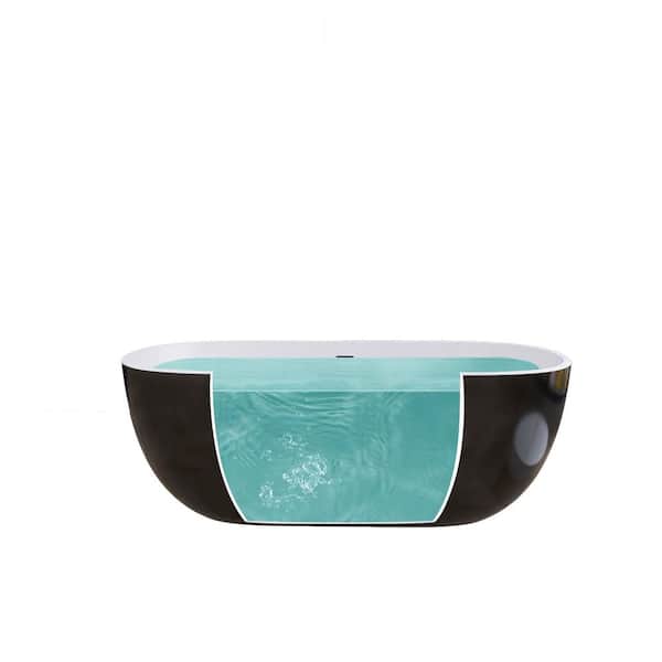 65 in. x 29.5 in. Soaking Bathtub in Black with Drain, Overflow