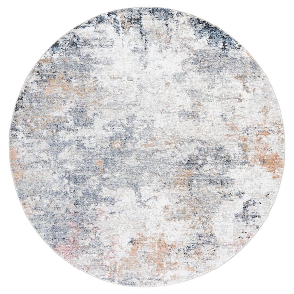 Jasmine 5 ft. x 5 ft. Gray/Taupe Distressed Marble Round Area Rug