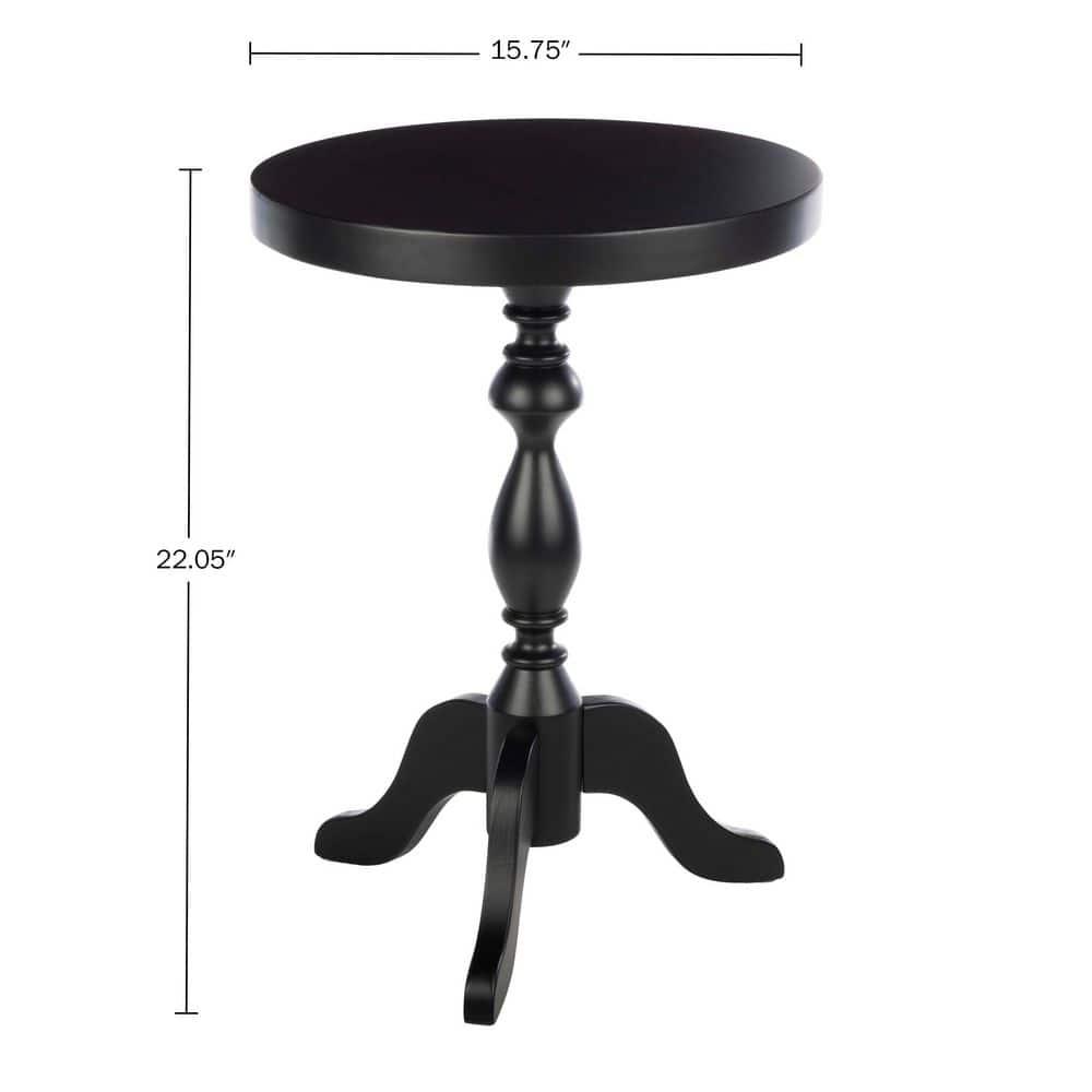 15.75 in. Round Wood Pedestal Side Table, Black - thumbnail 8
