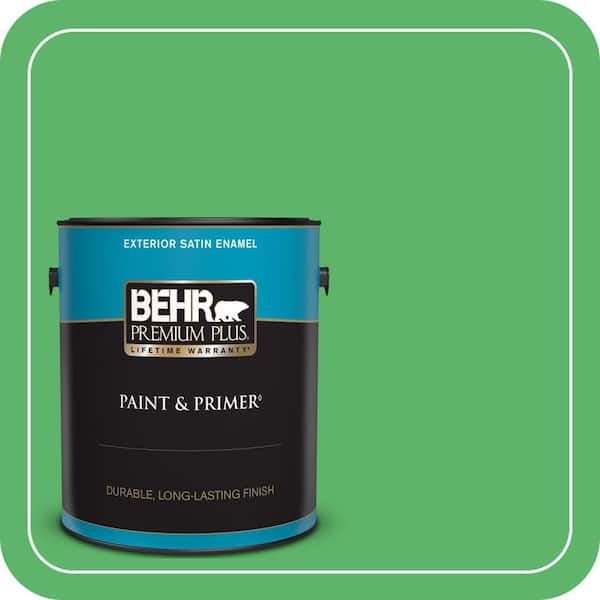 BEHR PREMIUM PLUS 1 gal. #P390-6 Lawn Party Satin Enamel Exterior Paint & Primer