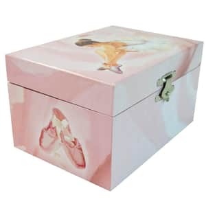 Mini Casey Original Twirling Ballerina Pink Ballet Dancer Slippers Painted Musical Jewelry Box Multi Drawer Organizer