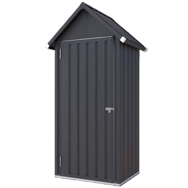 21.5 in. W x 30 in. D x 70 in. H Black Metal Outdoor Storage Cabinet, Tools Storage Shed
