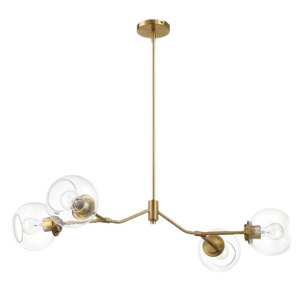 20 in. Gold 4 Lights Mid Century Chandelier, with Clear Glass Shade, Ceiling Hanging for Dining Room Kitchen Island price history on PriceWatchPro