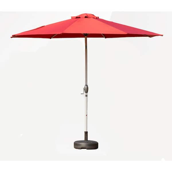 9 ft. Patio Umbrella, UV Protection Waterproof Market Sun Umbrella with Push Button Tilt and Crank, 8 Sturdy Ribs, Red
