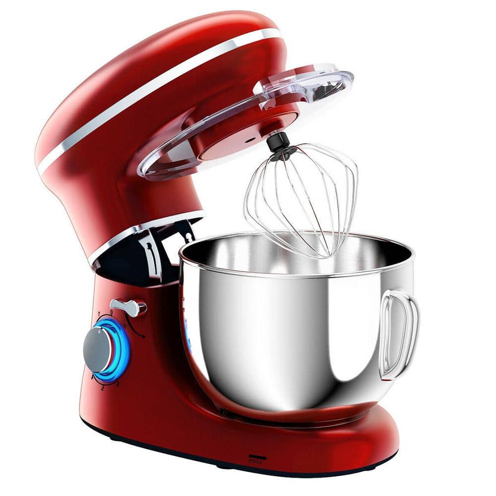 6.3 qt. 6- Speed Red 3 in 1 Multi-Functional Stand Mixer with Dough Hook