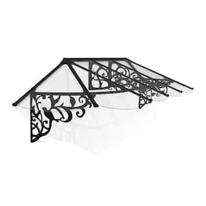 Lily 3 ft. x 10.5 ft. Black/Clear Door and Window Awning