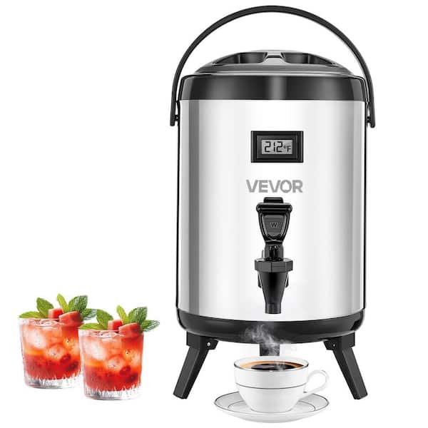 Insulated Beverage Dispenser 1. 5Gal. /6L Stainless Steel with Spigot & Temp Display, Hot & Cold Drinks for Tea/Coffee