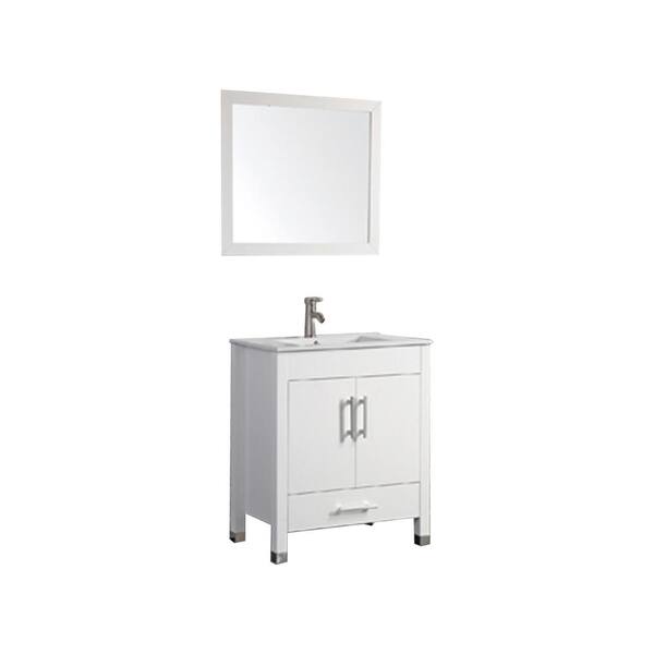 MTD Vanities Monaco 24 in. W x 18 in. D x 36 in. H Vanity in White with Porcelain Vanity Top in White with White Basin