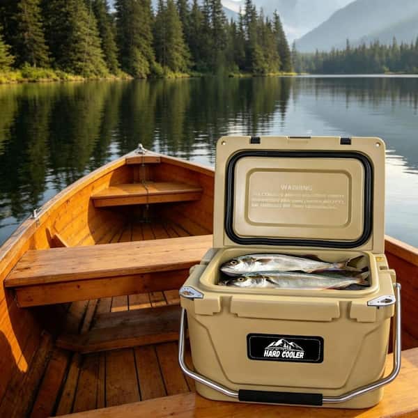 IMAGACFUN 20 Quart Khaki Hard Shell Ice Chest Cooler, Portable 5