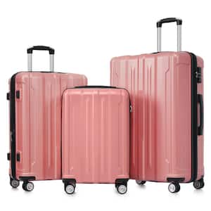 3-Piece Pink Expandable ABS Hardshell Spinner 20"+24"+28" Luggage Set with Telescoping Handle, TSA Lock