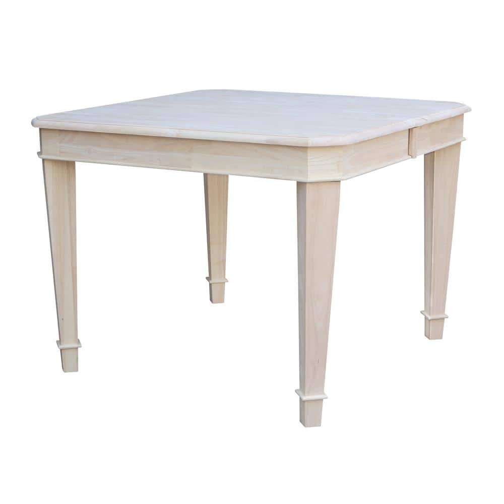 White Wood Extendable Rectangular Dining Table with Tapered Legs