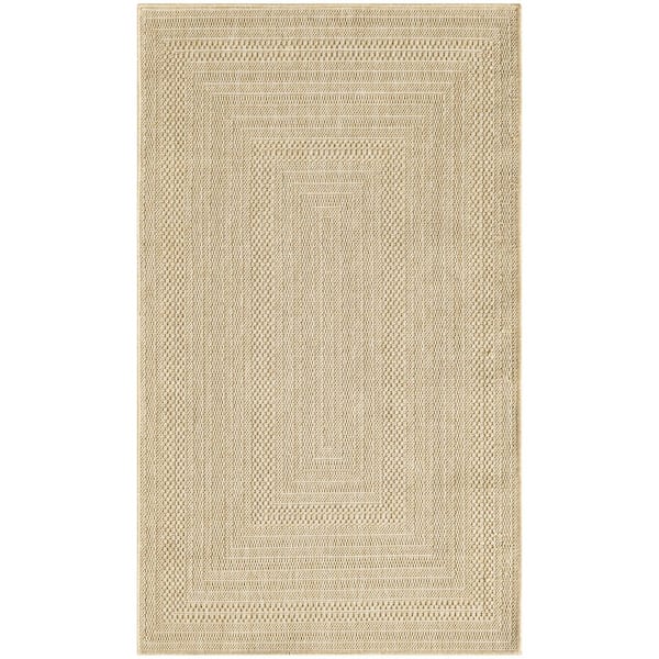 Tulum Taupe Ivory 3 ft. x 5 ft. Linear Contemporary Area Rug