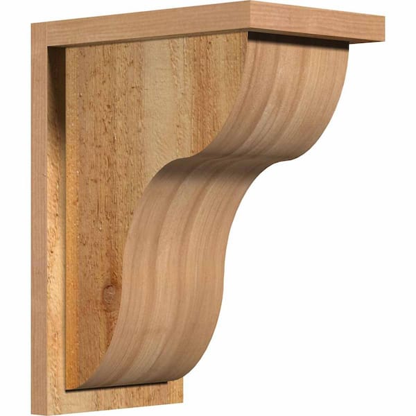 Ekena Millwork 8 in. x 12 in. x 16 in. Western Red Cedar Carmel Rough Sawn Corbel with Backplate