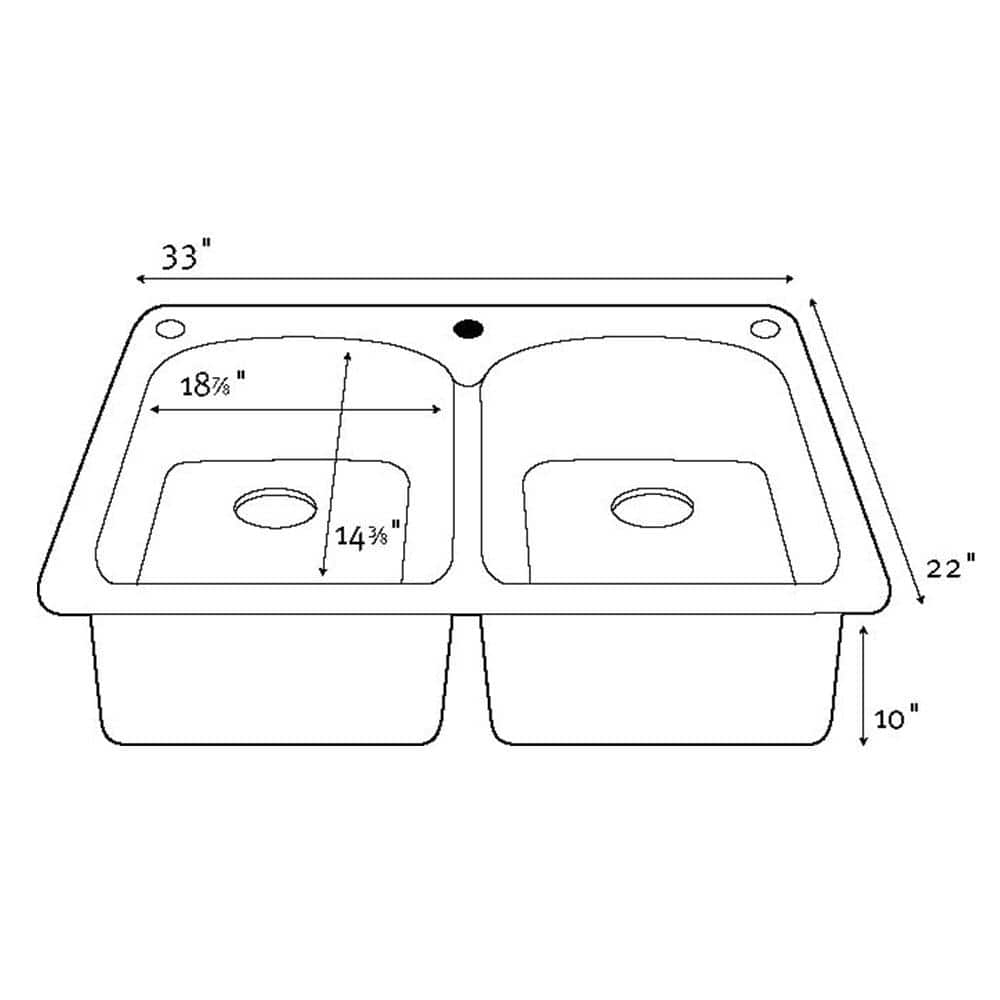 33'' Bermuda Sand Solid Surface Double Bowl Drop-In Kitchen Sink