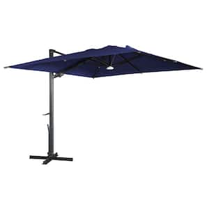 10 ft 360° Rotation Square Cantilever Patio Umbrella with BaseandBT in Navy Blue